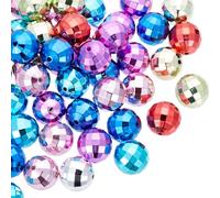 SUNNYCLUE 50Pcs Acrylic Disco Beads Mirror Ball Bead Bulk Colorful Faceted Round Balls Reflective Mirrorball Small Loose Spacer Beads for Jewellery Making Bracelets Necklaces DIY Crafts Accessories