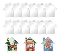 SUNNYCLUE 50Pcs Acrylic Ornament Blanks Acrylic Christmas Ornaments Gift Tags House Shape Clear Plastic Christmas Blanks for Vinyl Party Decor Engraving Painting DIY Craft