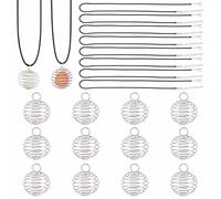 SUNNYCLUE 50Pcs Spiral Cage Pendants Necklace Making Kit Including 40Pcs Wire Cage Stone Holder 10Pcs Cotton Cord Necklace for Beginners DIY Necklace Jewellery Making Crafting