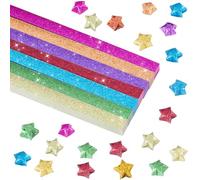 SUNNYCLUE 520Pcs 7 Colors Origami Stars Paper Star Strips Lucky Gradient Colorful Shiny Glitter Shimmer Double Sided Rectangle Decoration Folding Origamis Strip for Arts DIY Hand Crafting Supplies