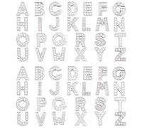 SUNNYCLUE 52Pcs Valentines Day Alphabet A-Z Letter Slide Charm Rhinestone Beads 8mm Hole Slide Alphabet Letters for Wristbands/Bracelets, Stainless Steel Color