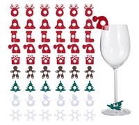 SUNNYCLUE 54Pcs 9 Styles Christmas Drink Tags Felt Wine Glass Markers Red Green Xmas Tree Socks Snowman Identifiers Tag Marker Bulk for Stem Glasses Wine Tasting Gathering Gift Party Decor Supplies
