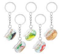 SUNNYCLUE 5Pcs 5 Styles Fish Tank Keychain Koi Fish Keychains Plastic Simulated Marine Creature Miniature Lucky Carp Bowls Charm Keyring with Silver Ring for Keys Bags Backpack Wallet Decorations