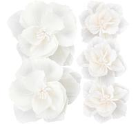 SUNNYCLUE 5Pcs White Paper Flowers Paper Artificial Flower Crepe Tissue Pom Poms Floral Large 3D Handmade Wall Decorations for Wedding Birthday Holiday Party Backdrop Table Centerpieces Decor