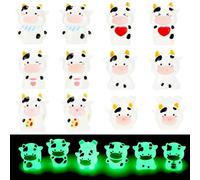 SUNNYCLUE 6 Styles 12Pcs Mini Resin Cow Figurines Glow in the Dark Animals Figures Bulk Milk Cute Miniature Resin Cows Shaped Charms for Jewellery Making Garden Cake Party Favor Decor DIY Landscape