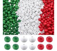 SUNNYCLUE 600Pcs Christmas Wood Beads 10mm Craft Beads Wooden Green Red Opaque Round Bead Spacers Decor Loose Beads with Hole for Christmas Tree Wall jewellery Making Supplies DIY Decoration Craft Kit