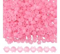 SUNNYCLUE 600Pcs Lily of The Valley Beads Acrylic Flower Bead Caps Pink Transparent Spring Floral Bellflower Shaped Loose End Mini Spacers for Jewellery Making Bracelet Necklace DIY Crafts Accessories
