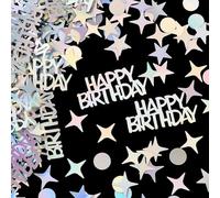 SUNNYCLUE 60G Birthday Party Confetti Birthday Glitter Metallic Table Scatter Colorful Circle Star Letter Glitter Iridescent Plastic Confetti for Wedding Holiday Celebration Decorations Supplies