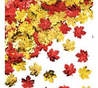 SUNNYCLUE 60G Plastic Confetti Maple Leaf Confetti,Thanksgiving Sprinkles Mini Red Orange Yellow Leaf Harvest Metallic Sequins Fall Autumn Table Glitter for Party Holiday Birthday Decorations