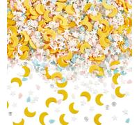 SUNNYCLUE 60G Star Sprinkle Polymer Clay Sprinkles Bulk Yellow White Moon Stars Shaped Faux Candy Decoration Mini Cabochons Soft Flakes Slices for Nail Arts Cake Phone Case DIY Crafts Accessories