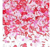 SUNNYCLUE 60G Valentine's Day Sprinkles Polymer Clay Slices Bulk Red Pearls Heart Lip Faux Candy Sugar Decoration Craft Sprinkle for Nail Art Cake Phone Case Father's Day Mother's Day DIY Crafting