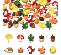 SUNNYCLUE 60Pcs 10 Styles Thanksgiving Resin Charms Autumn Charm Embellishments Flatback Holiday Maple Leaf Pumpkin Mushroom Corn Pinecone Cabochon for Jewellery Making DIY Craft Scrapbooking Supplies