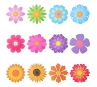 SUNNYCLUE 60Pcs 12 Styles Colorful Flowers Cutouts Sunflower Cut Outs Bulk Assorted Decal Bulletin Board Floral Creative Wall Paper Flower Decor for Springtime Supplies Back to School Party Decoration