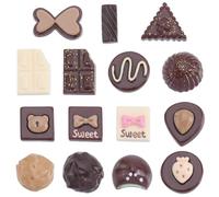 SUNNYCLUE 60PCS 15 STYLES Artificial Chocolate Simulation Realistic Miniature Fake Resin 3d Cute Food Chocolate Candy Pastries Faux Dessert Model for Adult Women Home Kitchen Decor Display Props