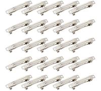SUNNYCLUE 60Pcs 5.1CM 2.01Inch French Barrettes Silver Blank Metal Hair Clips Small Plain Platinum Iron Square Barrette Blanks for Jewellery Making DIY Craft Hairclips Accessories Wedding Women Adults