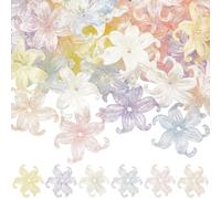 SUNNYCLUE 60Pcs Acrylic Flower Beads Petal Beads Bulk Large White Pink Transparent Daffodil Spring Floral Bloom Spacer for Jewellery Making Charms Diy Keychain Bag Lanyard Bracelet Crafts Supplies