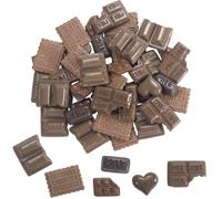 SUNNYCLUE 60Pcs Mini Resin Chocolate Artificial Chocolate Candy Faux Dessert Resin Cabochons Charms Brown Artificial Food Charms for Home Office Desk Holiday Party Favors Photography Props Decoration