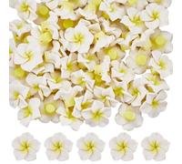 SUNNYCLUE 60Pcs White Plumeria Beads Polymer Clay Flower Beads Bulk 2 x 1.1cm Summer Hawaiian Themed 3D Floral Flat Back Loose Spacer Charms for Jewellery Making Bracelet Necklace DIY Craft