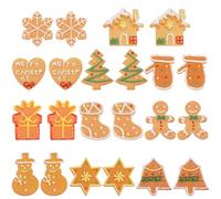 SUNNYCLUE 66Pcs 11 Styles Christmas Cabochons Holiday Resin Charms Bulk Assorted Flat Back Xmas Snowflake Snowman Tree Socks Gingerbread Biscuits Cabochon for DIY Crafting Jewellery Making Decorations
