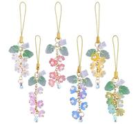 SUNNYCLUE 6Pcs 6 Colors Mobile Phone Charms Smart Phone Plug Charm Acrylic Plastic Pink Green Yellow Flowers Imitation Pearl Beads Dustproof Plug Charms for Women Birthday Wedding Smartphone Decors