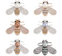 SUNNYCLUE 6PCS Alloy Bee Rhinestone Charm Insect Charms Bulk Metal Cute Kawaii Shinny Honeybee Bumble Bee Spring Bees Pearl Flatback Cabochon for jewellery Making Scrapbooking Embellishments Diy Craft