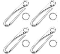 SUNNYCLUE 6Pcs Keychain Fish Hook Key U Hook Antique Silver Metal Alloy Retro Snap Carp Key Chains Heavy Duty Belt Key Loop Clip Fishing Hooks with Open Jump Rings for Keys Wallet Chain Accessories
