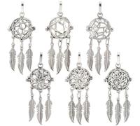 SUNNYCLUE 6Pcs Pearl Cage Charm Stone Holder Pendant Dreamcatcher Bead Cage Charms Crystal Necklace Holder Antique Silver Brass Locket Charms for Jewellery Making Women DIY Necklaces Crafts