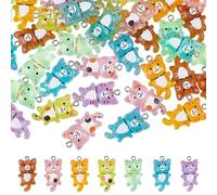 SUNNYCLUE 70Pcs 7 Styles Glow in The Dark Cat Charm Luminous Resin Charms Bulk Animal Mini Cats Shaped Figurines Ornament Pendants for Jewelry Making Necklace Earring DIY Craft Keychains Accessories