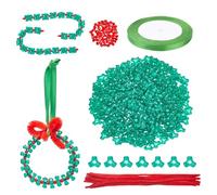 SUNNYCLUE 770Pcs Beaded Christmas Ornament Kits Chenille Stems Red Green Beads Tri Beads Bulk Acrylic Tri-Shaped Beads Pipe Cleaners for Christmas Tree Hanging Craft Xmas Holiday Party Ornaments