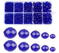 SUNNYCLUE 780Pcs 5 Sizes Blue Glass Beads Bulk Faceted Crystal Beads 2mm 4mm 6mm 8mm 10mm Rondelle Briolette Electroplate Loose Beads for jewellery Making DIY Crafts Necklace Bracelet Earring Beginner