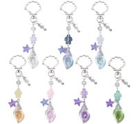 SUNNYCLUE 7pcs 7 Colors Shell Bag Charms Ocean Keychains Bulk Glass Acrylic Luminous Conch Turtle Starfish Animal Keyring Clasps Charms for Backpacks Handbag Accessories Purse Diy Craft Supplies Decor