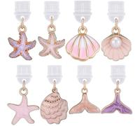 SUNNYCLUE 8 Styles E Reader Dust Plug Charm Charging Port Charms Usb C Bulk Cute Pink Enamel Starfish Shells Ocean Sea Summer Pendant for Phone Earphone Cellphone E-Reader DIY Protector Women Adults