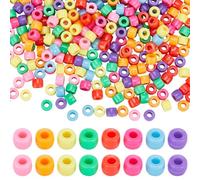 SUNNYCLUE 800Pcs Plastic Seed Beads 6mm Seed Beads Bulk Mini Small Pony Opaque Red Green Blue Pink Craft 4x6mm Colored for Jewellery Making Beading Kits DIY Bracelets Keychain