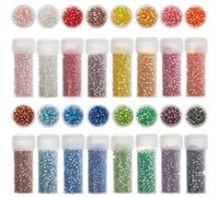 SUNNYCLUE 80G 16 Colors Cylinder Seed Beads 2mm Bulk Glass Seed Beads Glasses Seeds Bead Pony Bead Mini Seeds Beaded 2mm Glass Spacer Beading Small Glasses Spacer for Jewellery Making Earring Bracelet