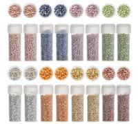 SUNNYCLUE 80g Cylinder Glass Seed Beads 2mm Glass Seed Bead Bulk Cylinder Seeds Beads Glasses Round Seeds Beaded Metallic Glasses Bead Spacer Beading for jewellery Making Earring Bracelet Necklace