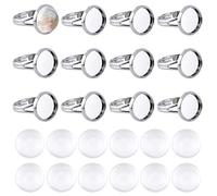SUNNYCLUE 80pc Ring Making Kit - 40pc Ring Blanks, 40pc 12mm Glass Cabochons, Adjustable Bezel Trays for DIY Jewelry