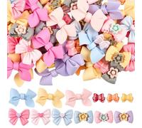 SUNNYCLUE 80Pcs 4 Styles Bow Cabochons Flatback Coquette Bow Charms Colorful Assorted Aesthetic Resin Kawaii Bowknot Small Tiny Embellishments for Jewellery Nail Art Hair Clips Phone Cases DIY Crafts