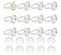 SUNNYCLUE 80pcs Cabochon Ring Blanks Adjustable Base 14mm Glass Cabochons Blank Bezel Trays Flat Tray Rings Settings Finger for jewellery Making Kit Women Adult DIY Crafts Supplies, DIY-SC0020-61-UK7