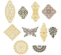 SUNNYCLUE 80pcs Metal Charms - Filigree Jewelry Findings - Wrap & Flower Connector Charms - Iron Metal Pieces for Jewelry Making - Earrings, Bracelets & DIY Headwear