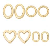 SUNNYCLUE 8Pcs 4 Styles Real 18K Gold Plated Spring O Rings Jewellery Oval Clasp Heart Round Brass Gate Ring Trigger Carabiner Clips Keyring Snap Hook Buckle for Purse Jewellery Bags Lanyard DIY Craft