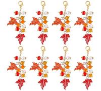 SUNNYCLUE 8Pcs Thanksgiving Book Marks Clip On Charms Maple Leaf Charm Zipper Pull Bookmark Book Tag Planner Charms Travelers Notebook Charm Bookmarks for Book Lovers Women Teacher Readers Gifts