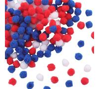 SUNNYCLUE 900pcs 10mm Independence Day Small Pom Pom Balls Puff Pom Poms 4th of July Patriotic American USA White Blue Red Mini Small Pompoms Bulk for Women Party Holiday Festival Favor Decorations