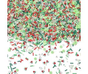 SUNNYCLUE About 100G Nail Art Slice Polymer Clay Slices Bulk Summer Watermelon Assorted Shapes Fruits Green Cute Resin Mini Polymer Clay Sprinkles for Crafts Decoration Jewellery Making DIY Supplies