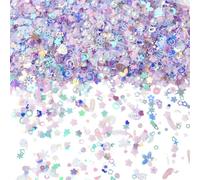 SUNNYCLUE About 100G Nail Art Slices Polymer Clay Slice Bulk Purple Glow in The Dark Luminous Pvc Pearl Mini Glitter Sprinkles Tiny Sequins for Crafts Decoration Jewellery Making DIY Supplies Women