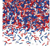 SUNNYCLUE About 100G Patriotic Sprinkles Bulk Polymer Clay White Red Blue Star Tube Independence Small Faux Cabochon Filler for Nail Art Phone Case Scrapbook DIY Decor
