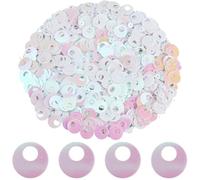SUNNYCLUE About 1250Pcs Flat White Sequins Round Sequin Paillettes Bulk PVC Art Glitters Embroidery Loose Iridescent Sewing Spangles with Large Hole for DIY Craft Wedding Christmas Ornaments Supplies