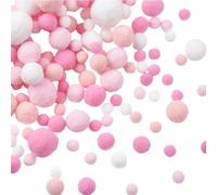 SUNNYCLUE About 390Pcs Pink Pom Pom Balls Assorted Size Pompom Balls White Polyester Soft Fuzzy Arts and Crafts Puff Pom Poms Decor for DIY Hair Clips Keychain Valentines Day Decorations Gifts