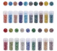 SUNNYCLUE about 8586pcs 19 Colors Small Glass Tube Bead Tubular Seed Beads 2mm Bulk Red Green Blue Hexagon Rainbow Plated Bugle Beads for Jewellery Making Necklace Bracelet Crafs Christmas Women Adult