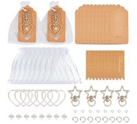 SUNNYCLUE DIY 25 Sets Love Keychain Making Kit Heart Keychains Pack Wedding Keychain Favors with Thank You Tags Organza Bags Wedding Souvenirs for Guests Wedding Birthday Party Favors Supplies