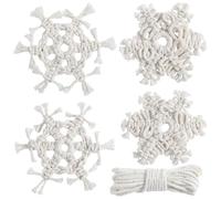 SUNNYCLUE DIY 4 Sets Macrame Kit Christmas Macrame Ornaments Macrame Snowflakes Winter Macrame Keychains With Instructions Macrame Kits for Beginners Adults DIY Wall Hangings Decoration